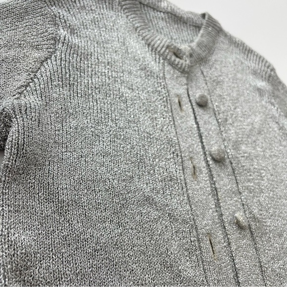 Vintage Metallic Silver Gray Two Piece Knit Set Cardigan and Pants Size S EU38 - Picture 5 of 14